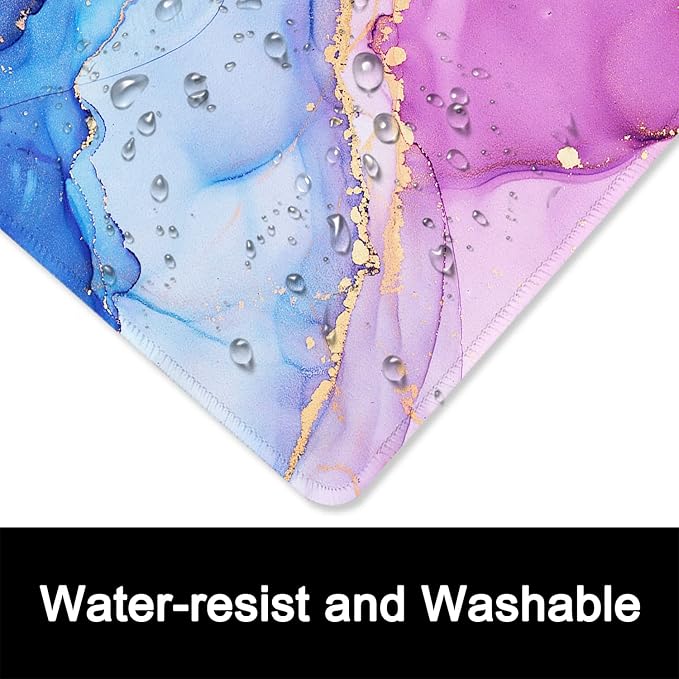 ITNRSIIET Mouse Pad with Stitched Edge Premium Textured Smooth Precise Operation Waterproof Washable Non-Slip Rubber Base Desktop Protection Mat, 10.2×8.3×0.12 inches, Blue Purple Marble Art