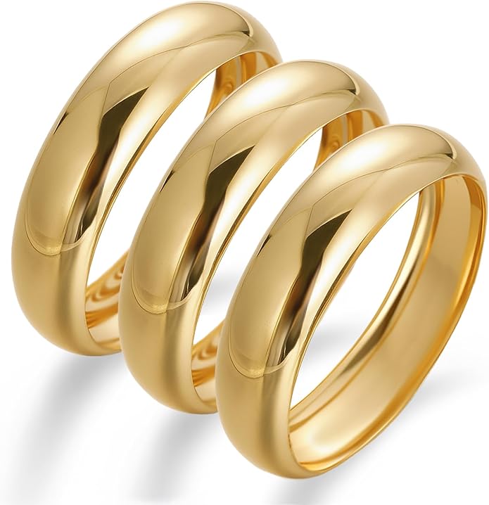 Chunky Gold Bangle Bracelets for Women, Dainty 14k Gold Plated Big Stackable Bangles Set, Trendy Statement Cuff Bracelet Stack Fashion Jewelry Christmas Gifts