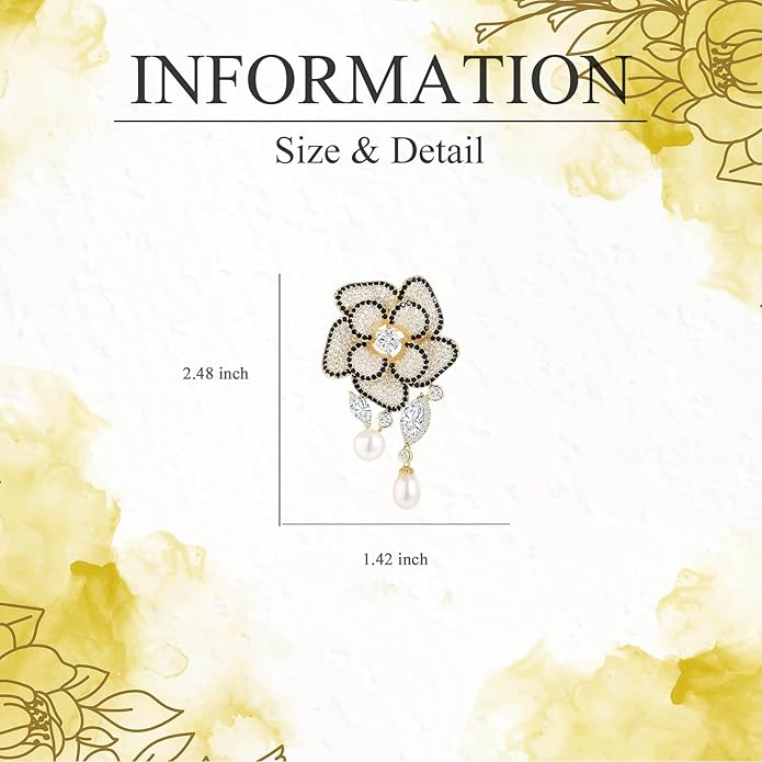 Flower Brooch for Women Rhinestone Flower Brooch Pins Floral Brooches Jewelry Gift for Mom Wife