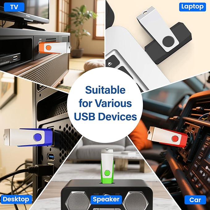2GB Flash Drive 20 Pack, Wooolken USB 2.0 Memory Stick with LED Light and Lanyards USB Drive Stick for Data Storage and Backup (Mixed Colors)