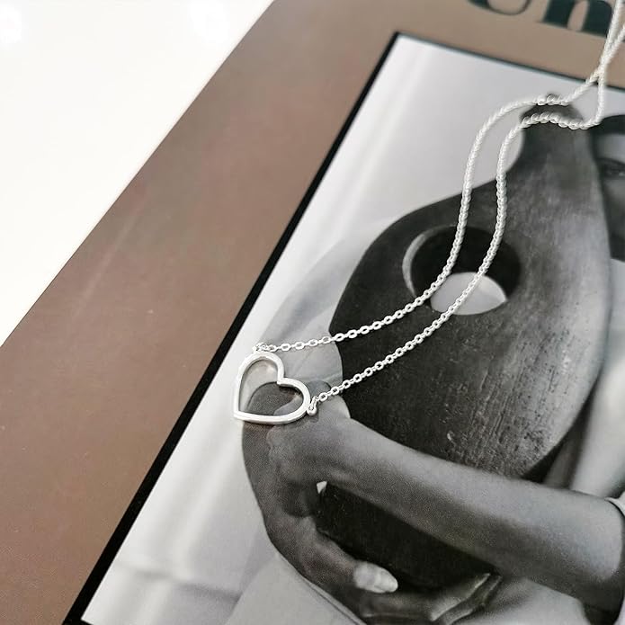 Heart Necklace for Women Gold/Silver Plated Trendy Heart Choker Lover Pendant Hypoallergenic Fashion Gold/Silver Necklace for Women Love Jewelry Gift for Women Girlfriend