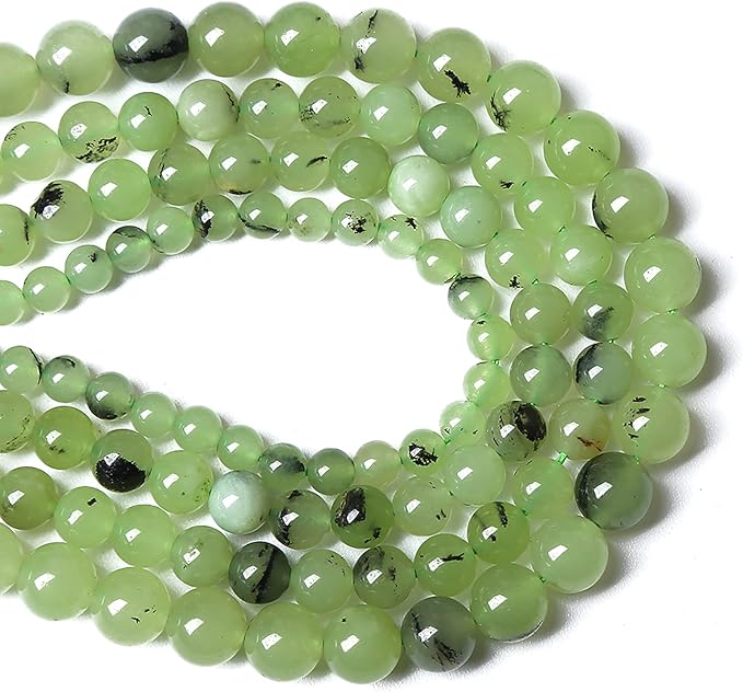 90pcs 4mm Natural Prehnite Jade Stone Round Loose Spacer Beads for DIY Jewelry Making Necklaces Bracelets Healing Energy Beads (4mm, Prehnite Jade)
