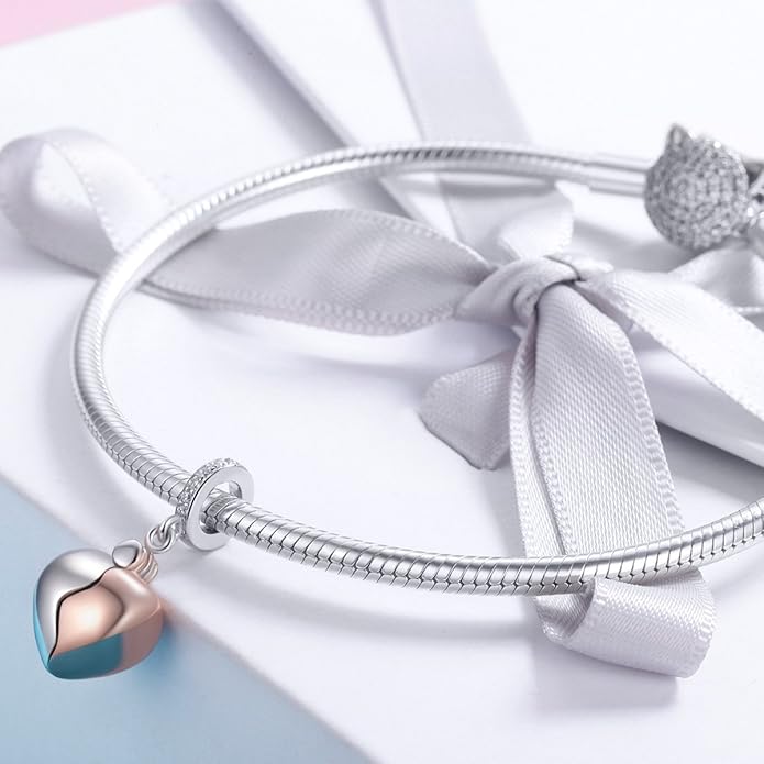 NINGAN “I Love You” Dangle Charm Love Heart Pendant Bead for Women Wife Girlfriend with 5A Cubic Zirconia for Charm Bracelets 925 Sterling Silver