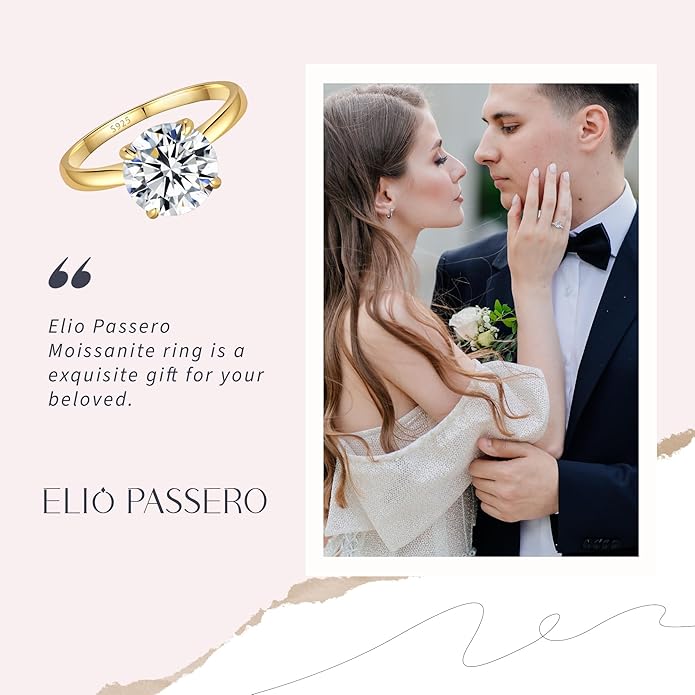 Moissanite Engagement Rings for Women,Promise Rings 925 Sterling Silver with 18K Yellow/White Gold Plated,D Color VVS1 Wedding Band Moissanite Ring 0.5/1/1.5/2/3/4CT