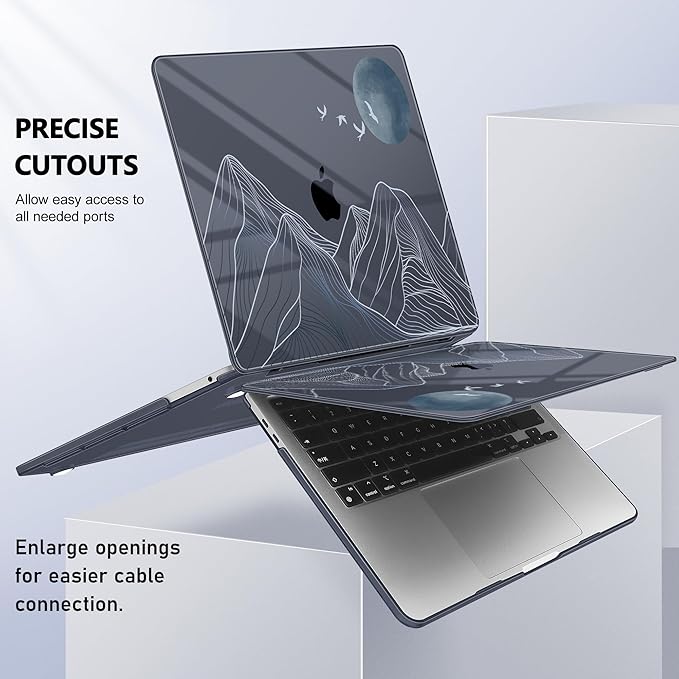 Case for MacBook Pro 13 inch with/Without Touch Bar (2016-2022, M2 A2338 M1 A2289 A2251 A2159 A1989 A1706 A1708), Hard Shell + Keyboard Cover + Dust Plug Abstract Mountain