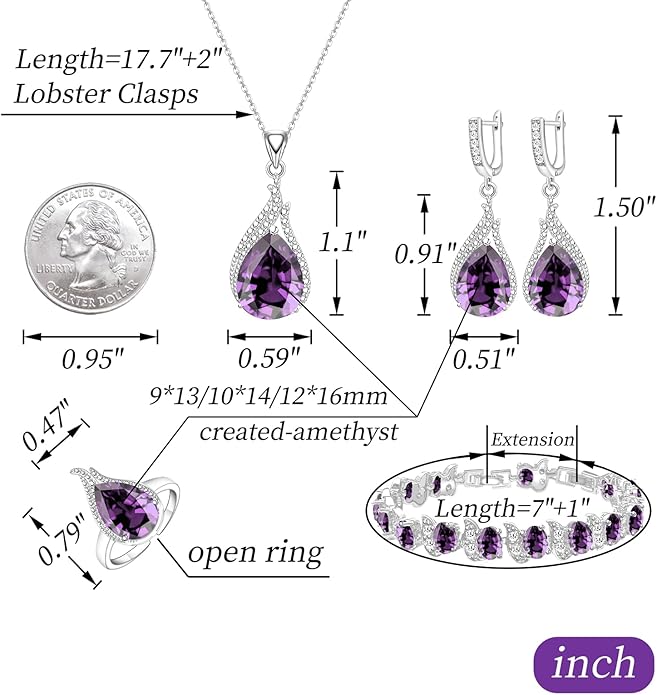 GZWHD Jewelry Set for Women CZ Earrings Necklace Ring Bracelet Set Prom Party Wedding Jewelry Gift for Mother Friend Wife
