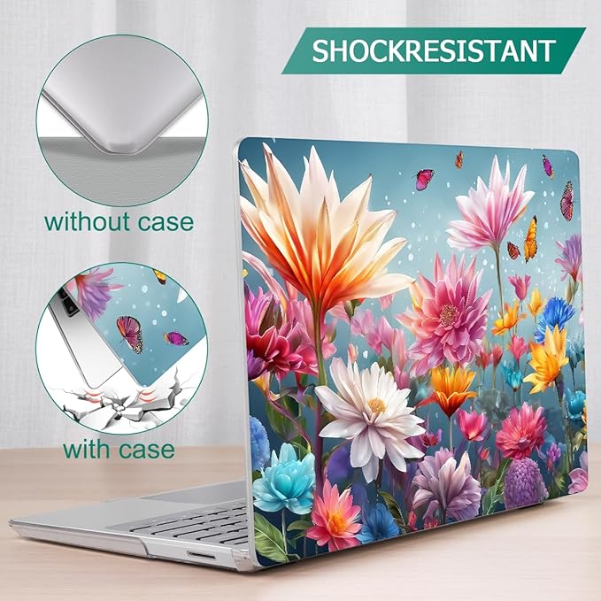 Tuiklol Case for 15 Inch Microsoft Surface Laptop 5/4/3 2022-2020, Model 1979/1953/1872/1873 Hard Shell Cover, Keyboard Cover+Screen Protector+Dust Plugs,Multicolored Floral