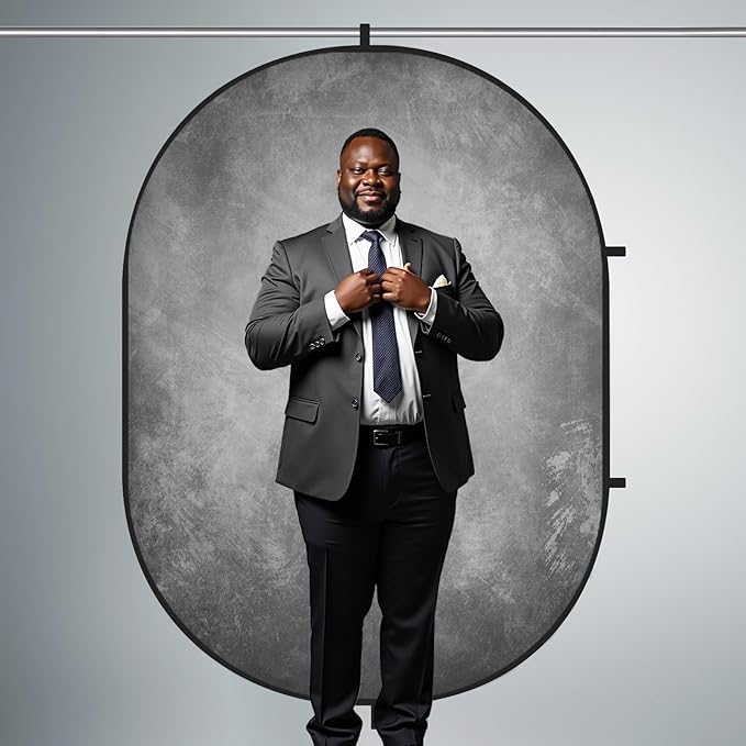 Kate Collapsible Backdrop Pop Up Photo Backdops Grey Foldable Background for Headshot, for Portrait Photography, for Video, 5x6.5ft