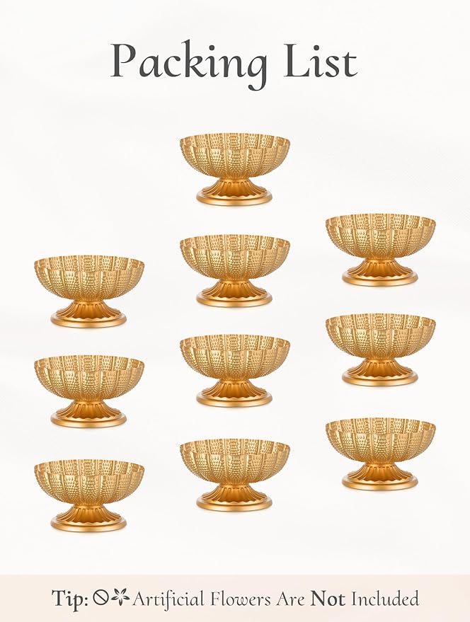 Gold Vase Centerpieces for Table: Gold Flower Vase for Wedding Centerpieces 10 Packs Mini Sized Flower Stand Arrangement Bulk for Party Event Engagement Celebration