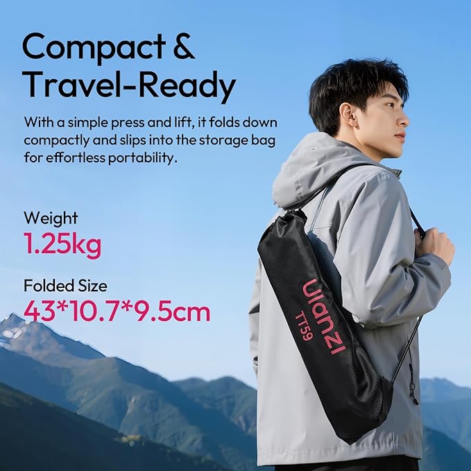 ULANZI TT59 Horizontal Overhead Photography Tripod, 68.9" Foldable Professional Camera Tripod Stand with Uka Quick Release Panoramic Ball Head for Mirrorless Camera/DSLR/Phone/Camcorder and All