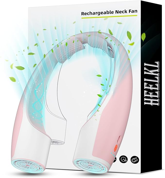 AI Neck Fan, 4 Speeds Adjustable Portable Personal Fan Rechargeable, 4000 mAh Battery Faster Cooling Wearable Fan, Ultra Quiet for Home, Office, Travel, Outdoor - PInk
