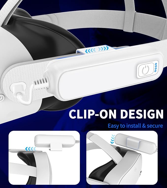 Battery Pack for Meta/Oculus Quest 3S/3/2,5000mAh Battery VR Charger, Extend 2-4 Hours Playtime, Lightweight Fast Charging VR Headset Safe Power Bank for Meta Quest 3S/3/2 Accessories