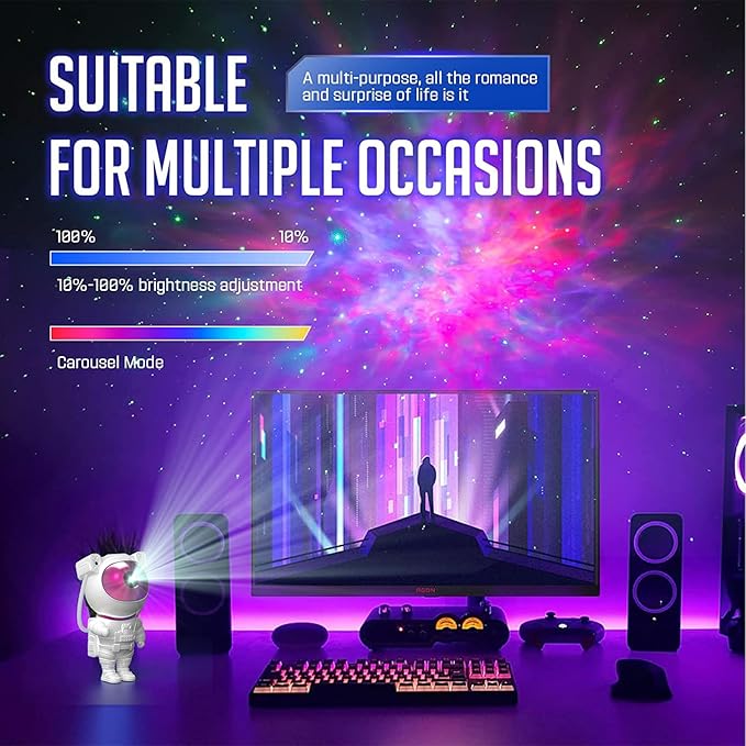 Mooyran Colorful Astronaut Galaxy Projector - Special Limited Edition Star Lights for Bedroom Astronaut Space Projector, Starry Ceiling Lamp with Timer & Remote, Adults Room Decor