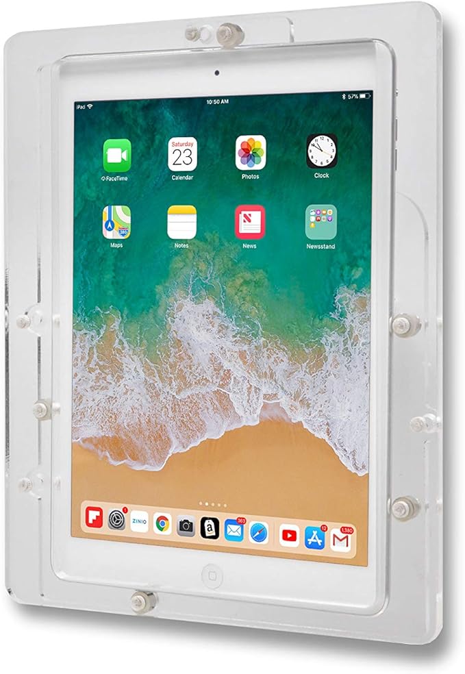 TABcare Anti-Theft Acrylic VESA Enclosure for Apple iPad Mini 4/5 8" with Free Wall Mount Kit & 90-Degree Angle Charge Cable (iPad Mini 4/5 8", Clear)