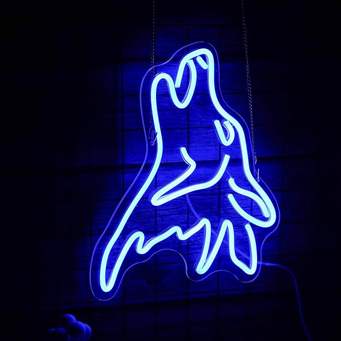 LISIGNVE Wolf Neon Sign Blue Led Cute Wolf Neon Lights for Wall Decor Dimmable USB Bedroom Sign Lights for Kids Room Home Decor Birthday Party Gifts
