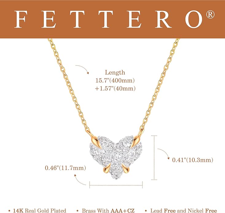 Fettero Christmas Necklace for Women Trendy 14K Gold Plated Dainty Diamond Necklace Charm CZ Clover Star Pendant Necklaces Simple Jewelry Gold Necklace for Women