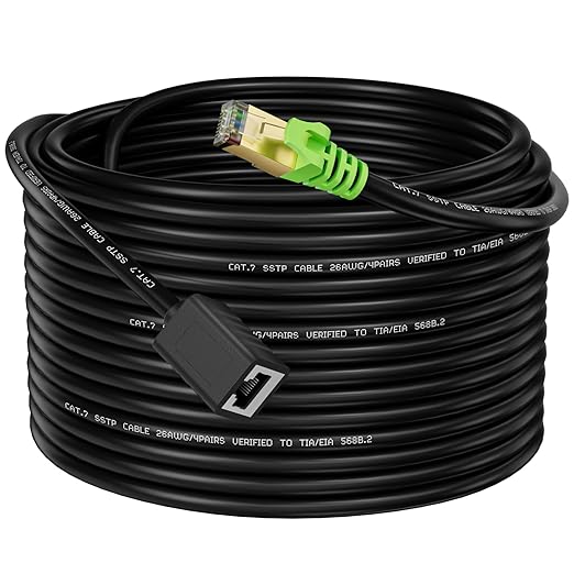 Ethernet Extension Cable 30ft, Network Cat6a Extension Patch Cable RJ45 Cords Shielded Male to Female Connector (30FT)