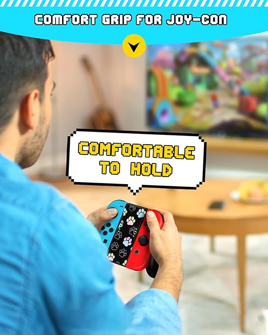 Lotadilo Joy-Con Grip for Nintendo Switch/Switch Oled - JoyCon Comfort Hand Grips Controller for Women Girls Teen Boys Cute Cartoon Design, Dog Paw