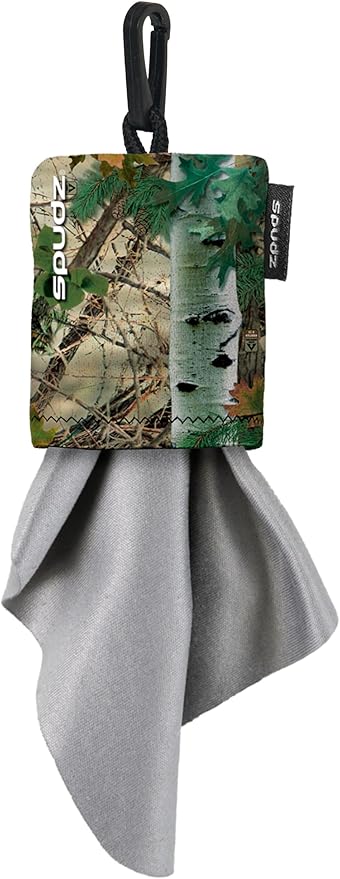 SPUDZ Classic Microfiber Lens Cleaner – Clip-On Pouch, Washable – for Binoculars, Scopes, Glasses, Screens | Alpine Mountain Camo, 10 x 10 Inch (2-Pack)