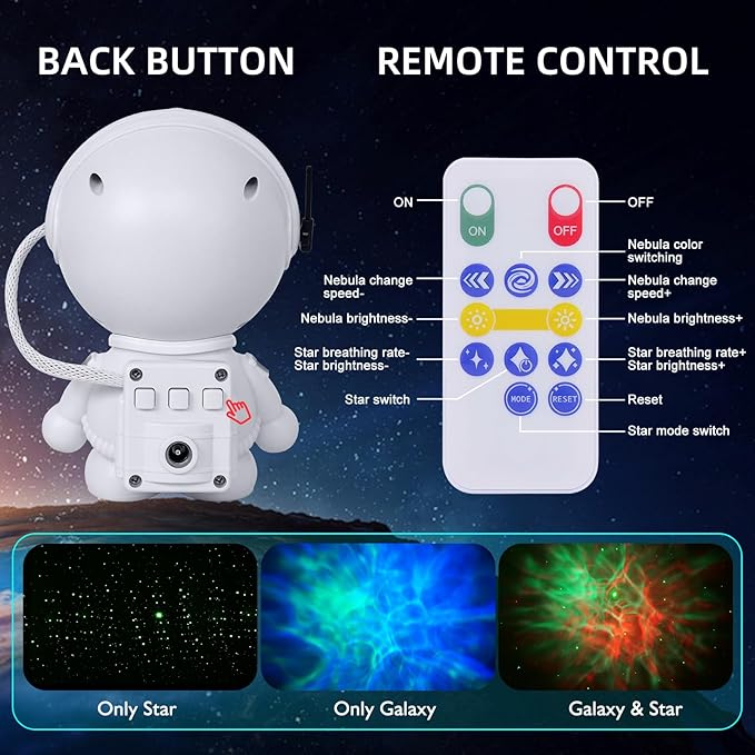Astronaut Galaxy Projector with Nebula, Star Projector Ceiling LED Lamp with 8 Modes Astronaut Starry Night Light with Remote Kids Projector Gift for Boys Adults for Bedroom, Birthdays