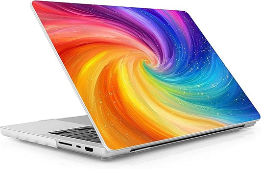 for MacBook Pro 16 inch Case 2021 2022 2023 2024 Release A3186 A3403 M4 A2991 M3 A2780 M2 A2485 M1 Pro/Max, Hard Shell Case with Screen Protector & Keyboard Cover, Swirling Rainbow