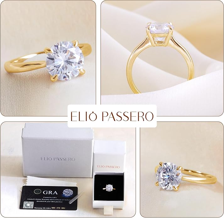 Moissanite Engagement Rings for Women,Promise Rings 925 Sterling Silver with 18K Yellow/White Gold Plated,D Color VVS1 Wedding Band Moissanite Ring 0.5/1/1.5/2/3/4CT
