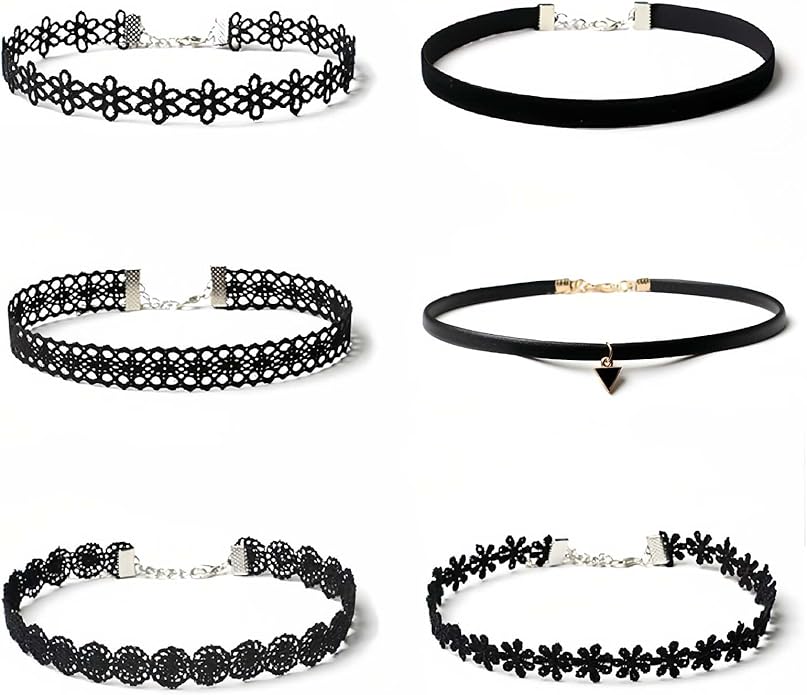 Black Goth Choker Necklace for Women,Black Elegantes Lace Chokers Set,Punk Jewelry Clothes Accessories