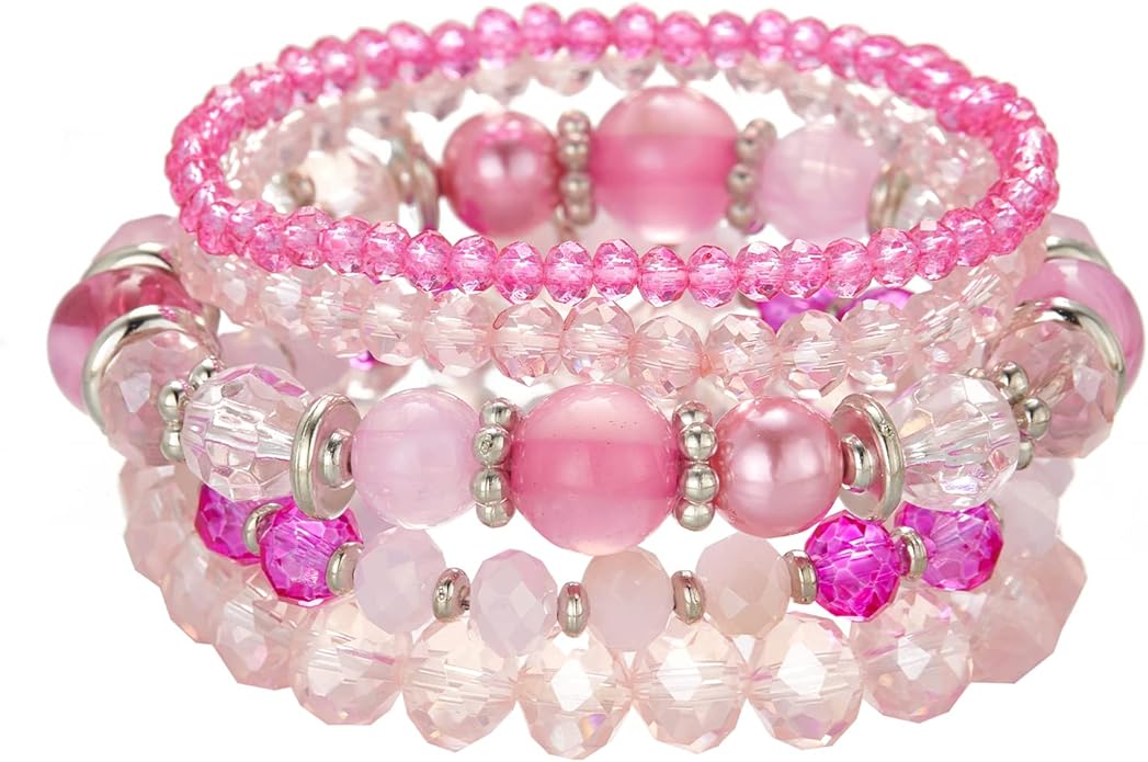 Noessla Beaded Boho Stretch Bracelet Colorful Stackable Crystal Beads Bracelets Trendy Costume Jewelry Mothers Day Gifts for Women