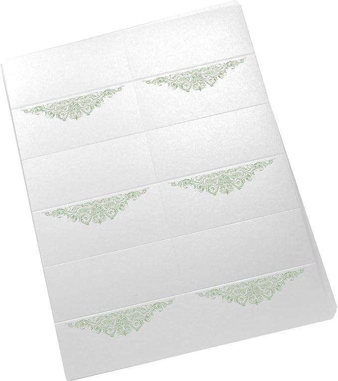 Paisley Printable Place Cards, Sage (Choose Color), Set of 60 (10 Sheets), Laser & Inkjet Printers - Wedding, Party, Dinner, and Special Events - Made in the USA