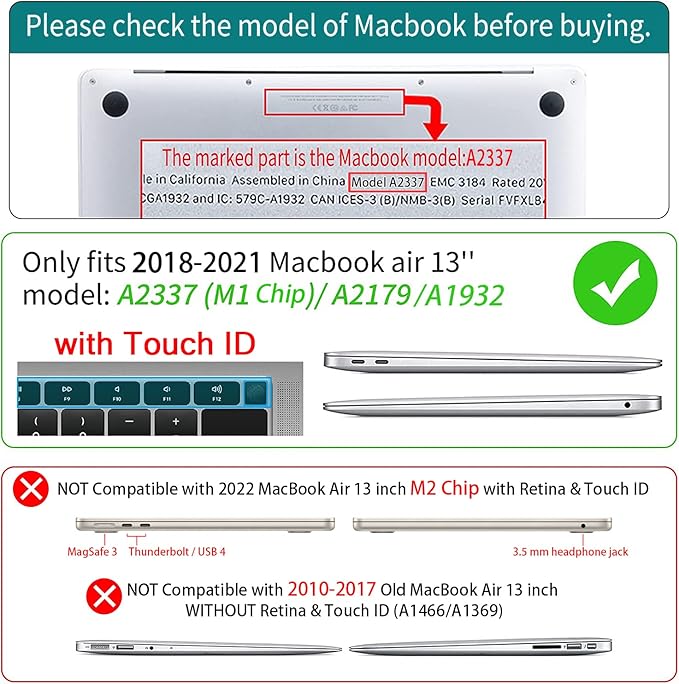 Teryeefi Compatible with MacBook Air 13 inch Case M1 Chip A2337 A2179 A1932 Retina Display Touch ID (A2018 2019 2020 Release), Plastic Hard Shell & Keyboard Cover & Screen Protector,Gold Mandala