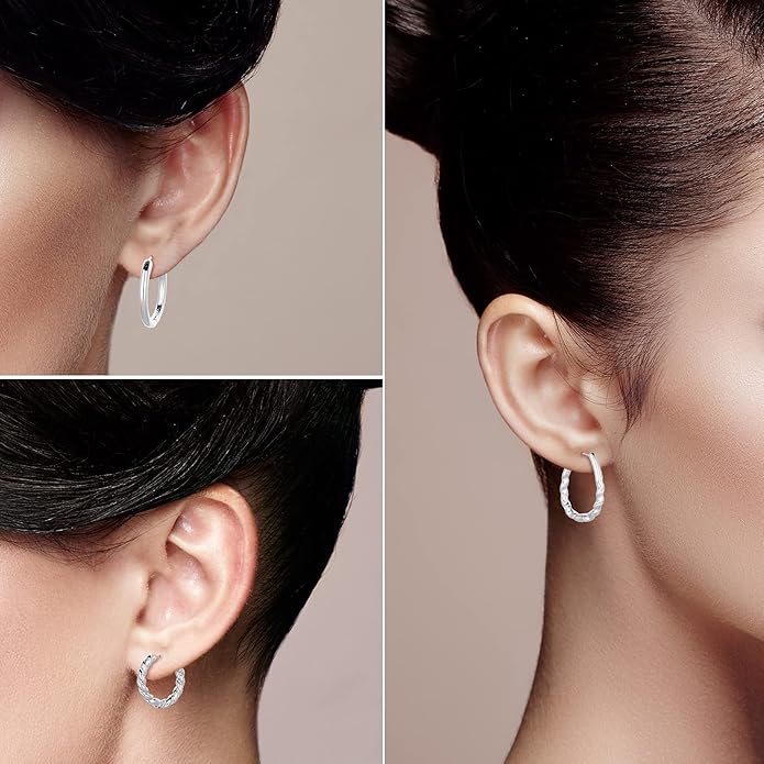 Wgoud Chunky Hoop Earrings Set 14K Gold Plated Hoop Earrings for Women Hypoallergenic, Thick Twisted Huggie Hoops Earring Set