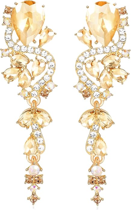 Rhinestone Statement Dangle Earrings Sparkly Crystal Bridal Wedding Earrings for Brides Bridesmaides Chandelier Teardrop Earrings for Women Prom Party