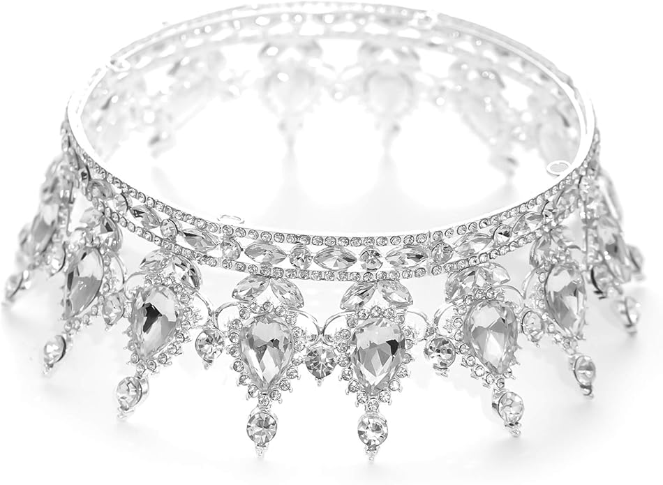 FORSEVEN Queen Crown Rhinestone Wedding Crowns and Tiaras for Women Costume Party Hair Accessories Princess Birthday Crown Crystal Bridal Crown Halloween Decorations Headband