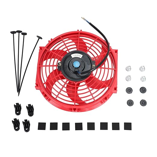 2PCS 10 inch Slim Fan Push Pull Electric Radiator Cooling 12V 80W Mount Universal Kit Red