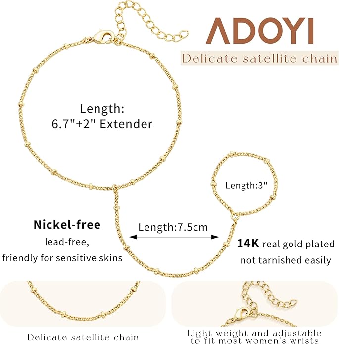 adoyi Valentines Day Gifts for Her Gold Bracelets for Women, 14K Gold Plated Stackable Bracelet Stack Set Adjustable Charm Paperclip Chain Cuban Link Layered Waterproof Jewelry Sets Gifts for Womens