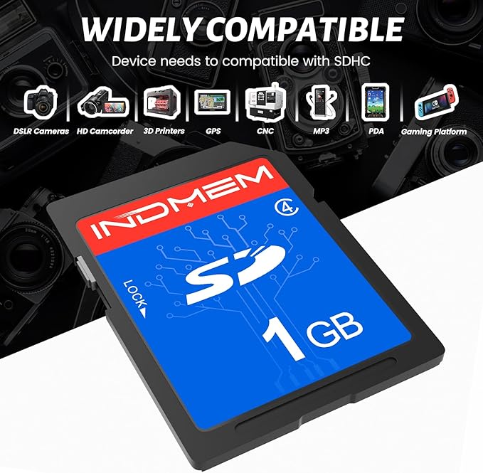INDMEM SD Card 1GB, 6 Packs Class 4 1GB Flash Memory Card MLC Standard Secure Digital Cards Camera Card