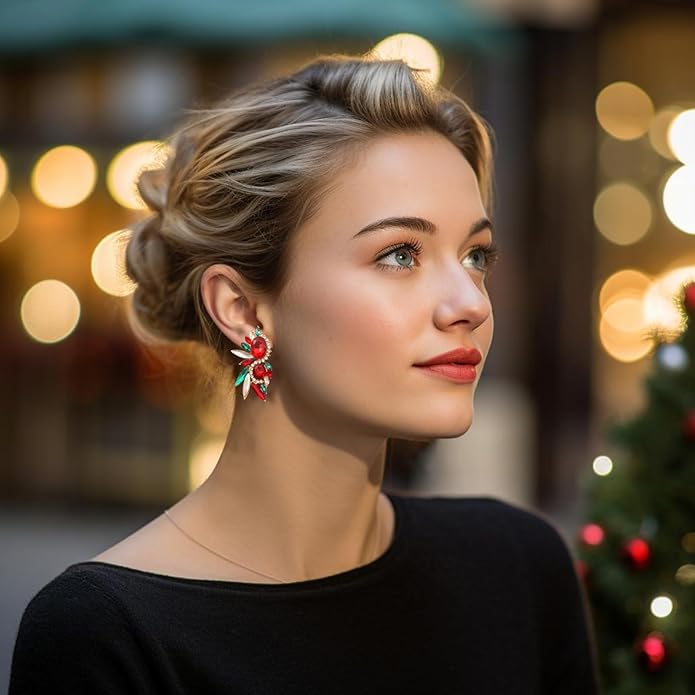 Vintage Rhinestone Statement Earrings Fancy Crystal Cluster Drop Dangle Earrings for Women