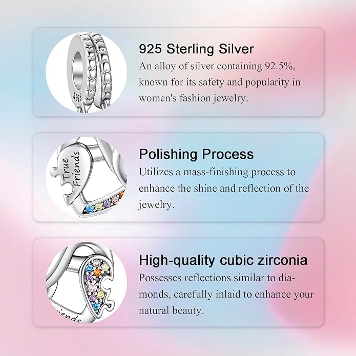 Birthday Fashion Love Heart Dangle Charm 925 Sterling Silver Charms fits Bracelets and Necklace Pendant Bead Charms Jewelry Present for Women Family Friends