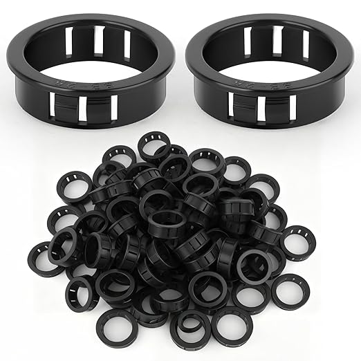 50PCS 1" Black Cable Snap Bushing Grommet, Snap in Cord Bushing Protect Cables