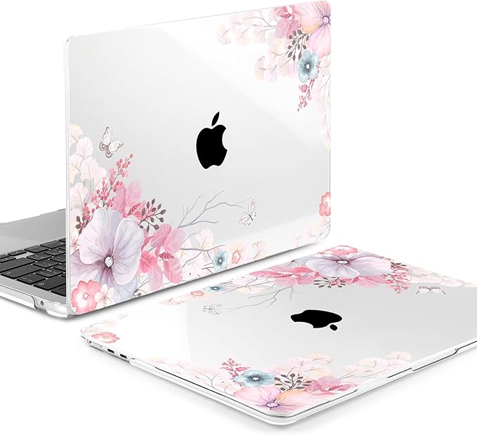 Batianda Premium Case for New MacBook Air 15 inch 2025 2024 2023 with M4 M3 M2 Chip, Designed Protective Plastic Hardshell & Keyboard Cover & Screen Protector, Lovely Flower
