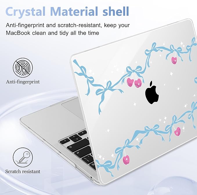 Case for MacBook Pro 13 inch with/Without Touch Bar (2016-2022, M2 A2338 M1 A2289 A2251 A2159 A1989 A1706 A1708), Hard Shell + Keyboard Cover + Dust Plug, Cherry Bow