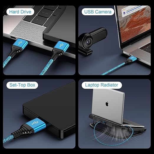 USB to USB Cable 10 FT, 2Pack Extra Long USB3.0 Male to Male Type A to A Double Side USBCord for Data Transfer,Hard Drive Enclosures,Computer PC Cooling Pad/Fan,Laptop Cooler,DVD Player,TV,Hub,Printer