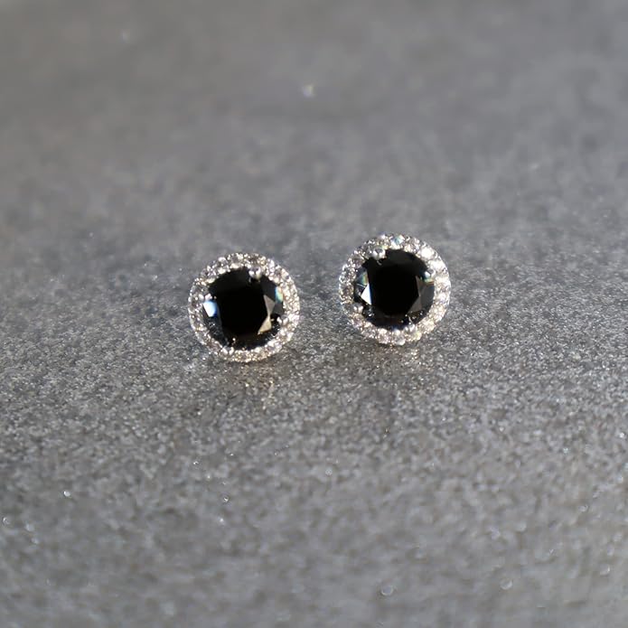 YOMELA Cubic Zirconia Earrings Studs, Halo CZ Birthstone Simulated Diamond Stud Earrings for Women