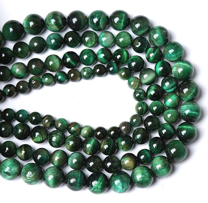 Natural Green Tiger Eye Stone Beads Round Loose Beads Energy Gemstone Healing Power for Jewelry Making 1 Strand 12mm 32pcs 15"