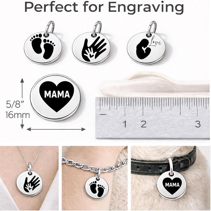 SM Design Pregnancy & New Baby Charm Set – Set of 4 Meaningful Stainless Steel Charms – Great for Crafting, Making Bracelets and Necklaces - Meaningful Keepsake Charms for Expecting & New Moms