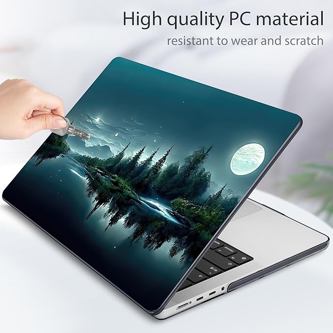 Tuiklol for MacBook Pro 14 Inch Case 2024-2021 Release M4 A3112 A3401 A3185/M3 A2918 A2992/M2 A2779/M1 A2442 Pro/Max,Hard Shell Case with Keyboard Cover & Screen Protector for Touch ID,Night Forest
