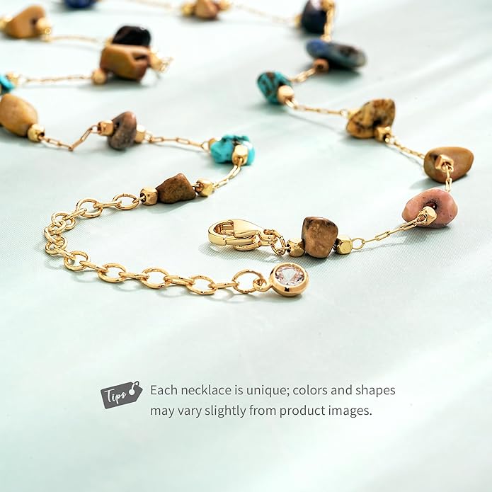 Created Turquoise Necklace for Women 14K Gold Plated Beaded Heart Choker Boho Necklaces Handmade Beach Summer Everyday Western Jewelry Gifts