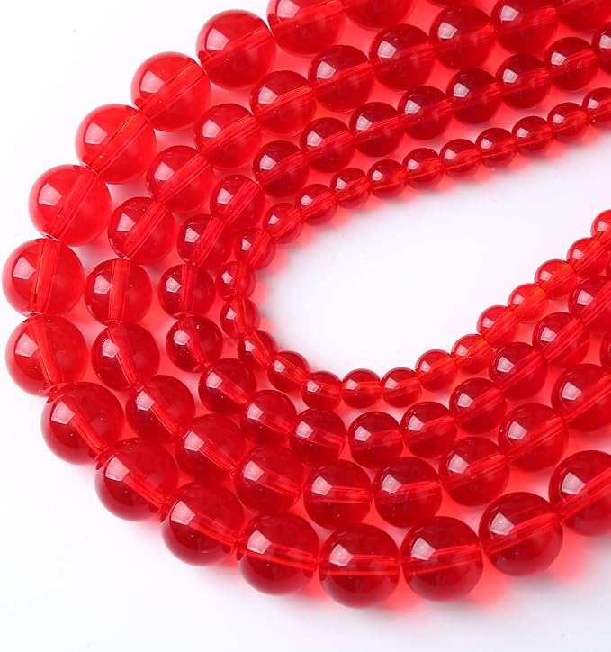 96PCS 8mm Garnet Red Glass Crystal Beads for Jewelry Making Crystal Energy Healing Power Stone Beads 2 Strand 32" DIY Bracelet Necklace Accessories