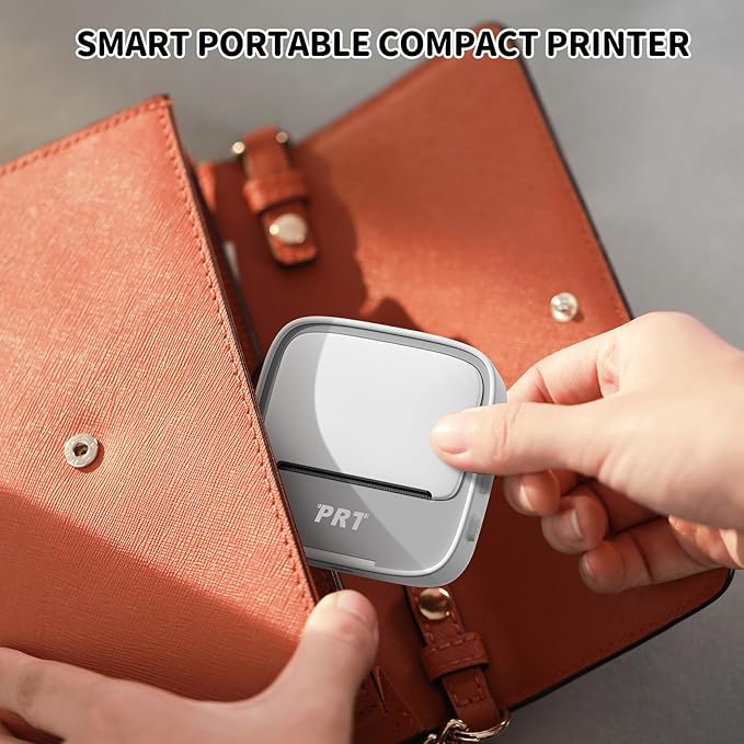 PRT Mini Sticker Printer, Portable Thermal Printer with 1 Roll Sticker Paper, Inkless Sticker Maker, Bluetooth Label Printer for Study Notes,Lists,Pictures,DIY Creations Small Printers for Home Use