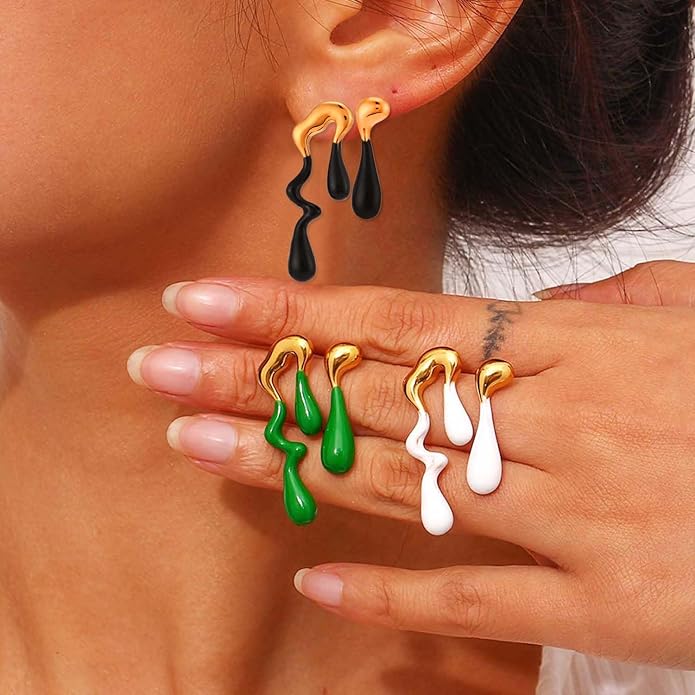 Teardrop Earrings Gold Palated Earrings Large Irregular Geometric Studs Big Lightweight Waterdrop Earrings Jewelry for Women